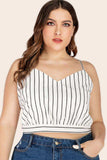 Plus Size Striped Tie-Back Cropped Cami - Trendsi