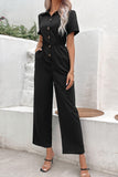 Collared Neck Short Sleeve Jumpsuit - Trendsi