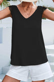 Lace Detail Eyelash Trim V-Neck Tank - Trendsi - Flyclothing LLC