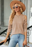 Round Neck Cold Shoulder T-Shirt - Trendsi - Flyclothing LLC