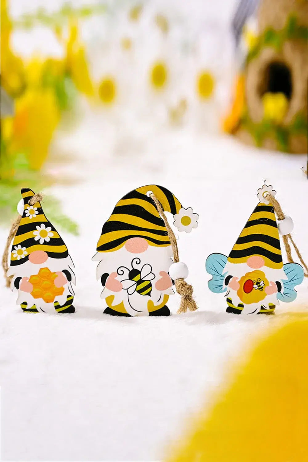 3-Pack Bee Wood Gnome Ornaments - Trendsi - Flyclothing LLC