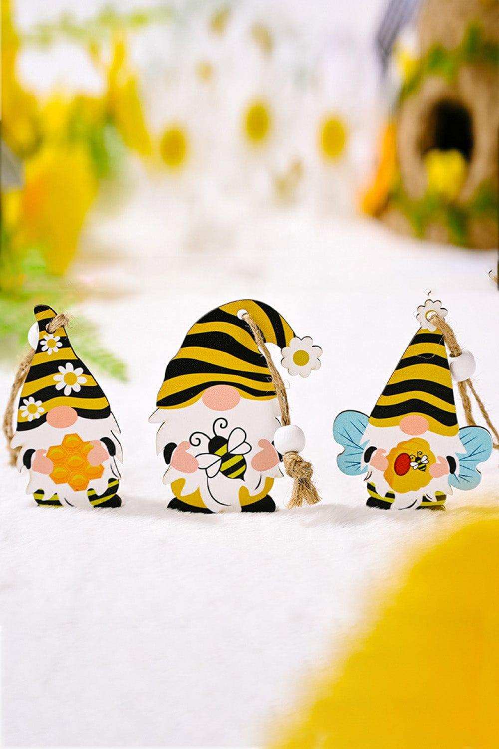 3-Pack Bee Wood Gnome Ornaments - Trendsi - Flyclothing LLC