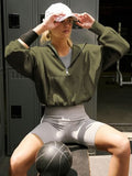 Half Zip Pocketed Dropped Shoulder Hoodie - Trendsi