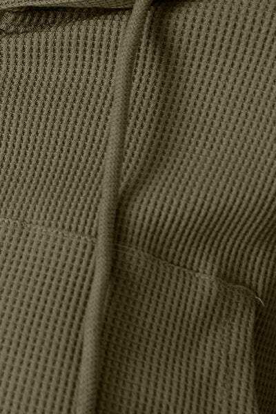 Waffle-Knit Drawstring Zip Up Hoodie - Trendsi - Flyclothing LLC