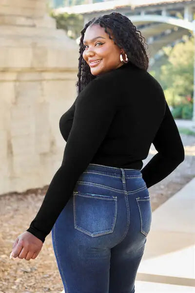 Basic Bae Full Size Mock Neck Long Sleeve Bodysuit - Trendsi - Flyclothing LLC