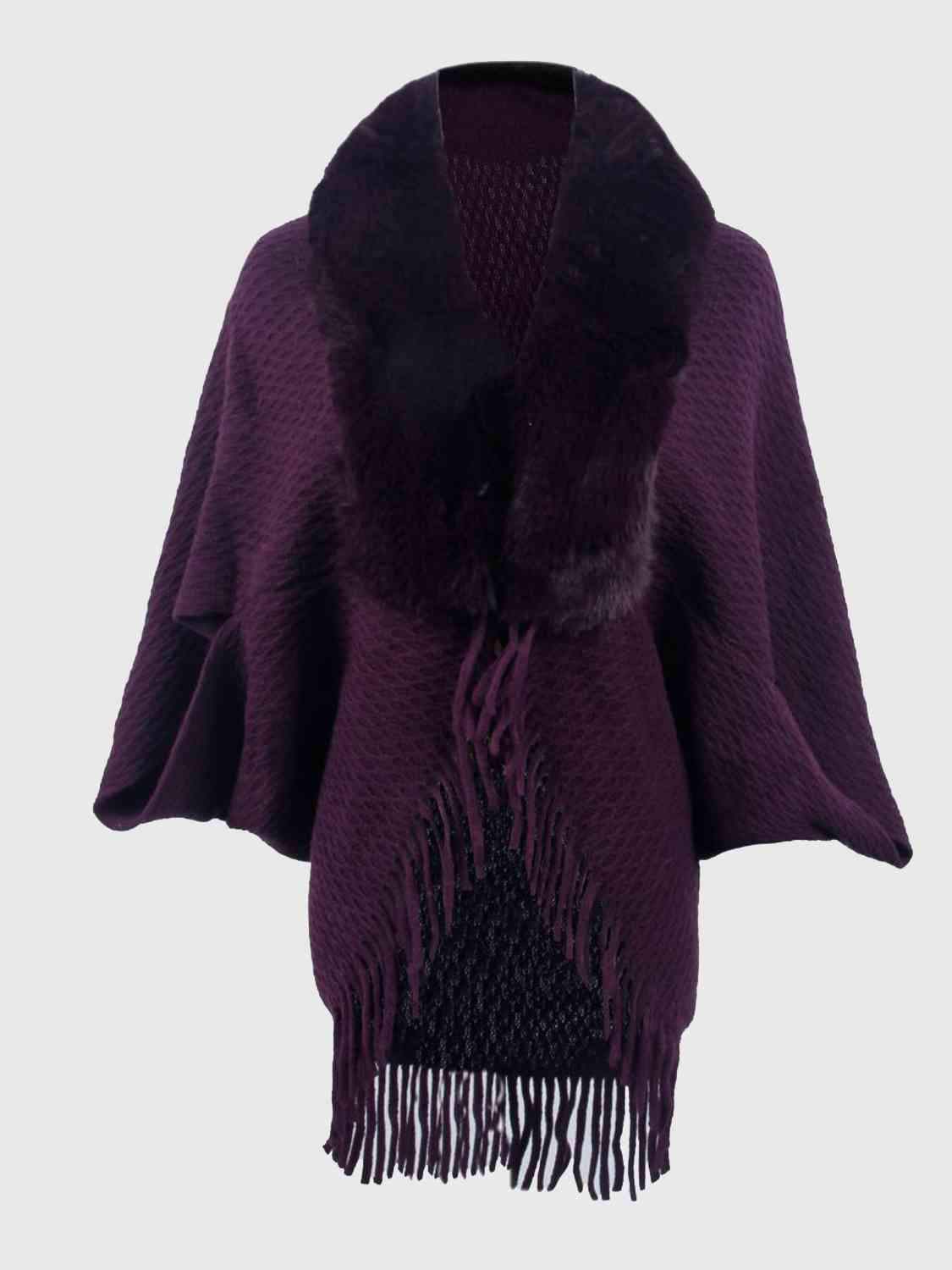 Open Front Fringe Hem Poncho - Trendsi - Flyclothing LLC