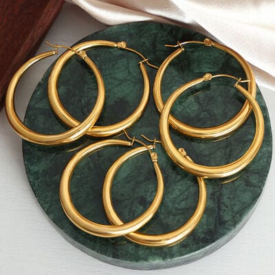 18K Gold-Plated Hoop Earrings - Trendsi