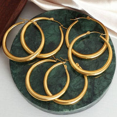 18K Gold-Plated Hoop Earrings - Trendsi