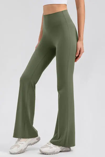High Waist Straight Active Pants - Trendsi - Flyclothing LLC