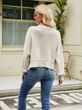 Round Neck Lantern Sleeve Sweater - Trendsi - Flyclothing LLC