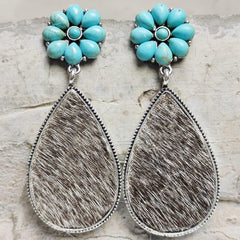 Turquoise Flower Teardrop Earrings - Flyclothing LLC