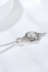 Platinum-Plated 1 Carat Moissanite Pendant Necklace - Trendsi - Flyclothing LLC