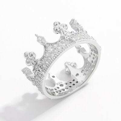 Crown Shape Zircon 925 Sterling Silver Ring - Trendsi - Flyclothing LLC