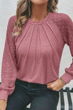 Heathered Round Neck Long Sleeve T-Shirt - Trendsi - Flyclothing LLC