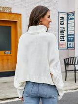 Turtle Neck Cable-Knit Sweater - Trendsi - Flyclothing LLC
