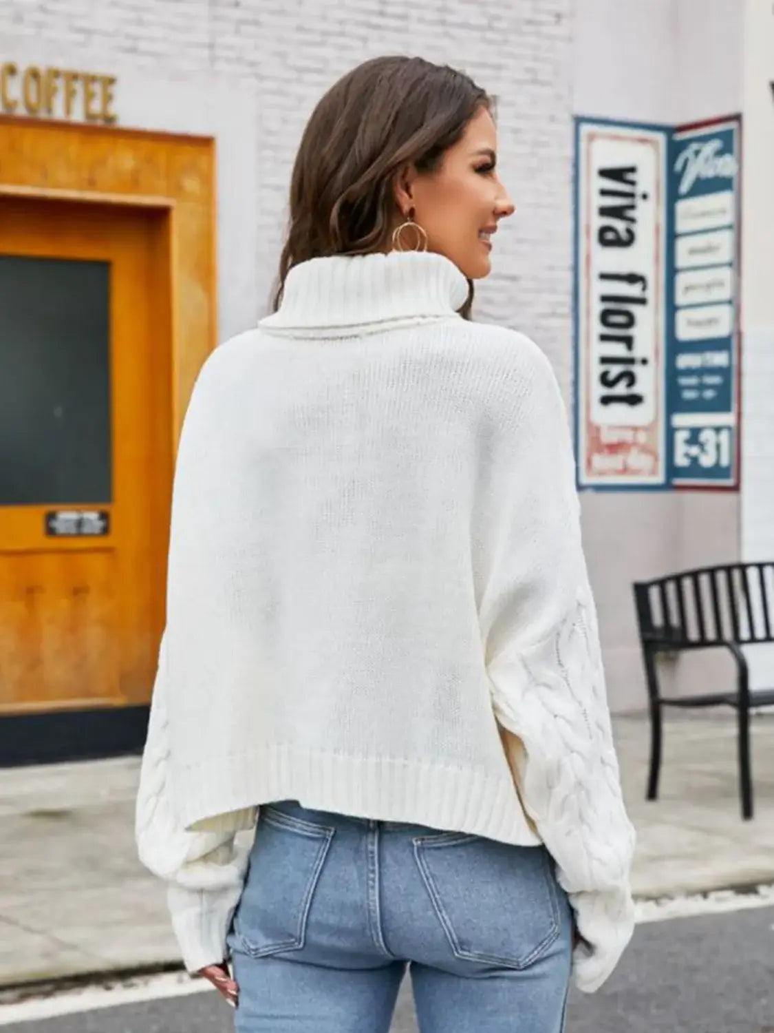 Turtle Neck Cable-Knit Sweater - Trendsi - Flyclothing LLC