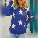 Star Pattern Round Neck Sweater - Trendsi - Flyclothing LLC