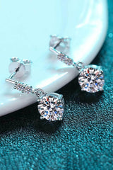 1 Carat Moissanite Drop Earrings - Trendsi