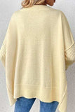Slit V-Neck Dropped Shoulder Sweater - Trendsi - Flyclothing LLC
