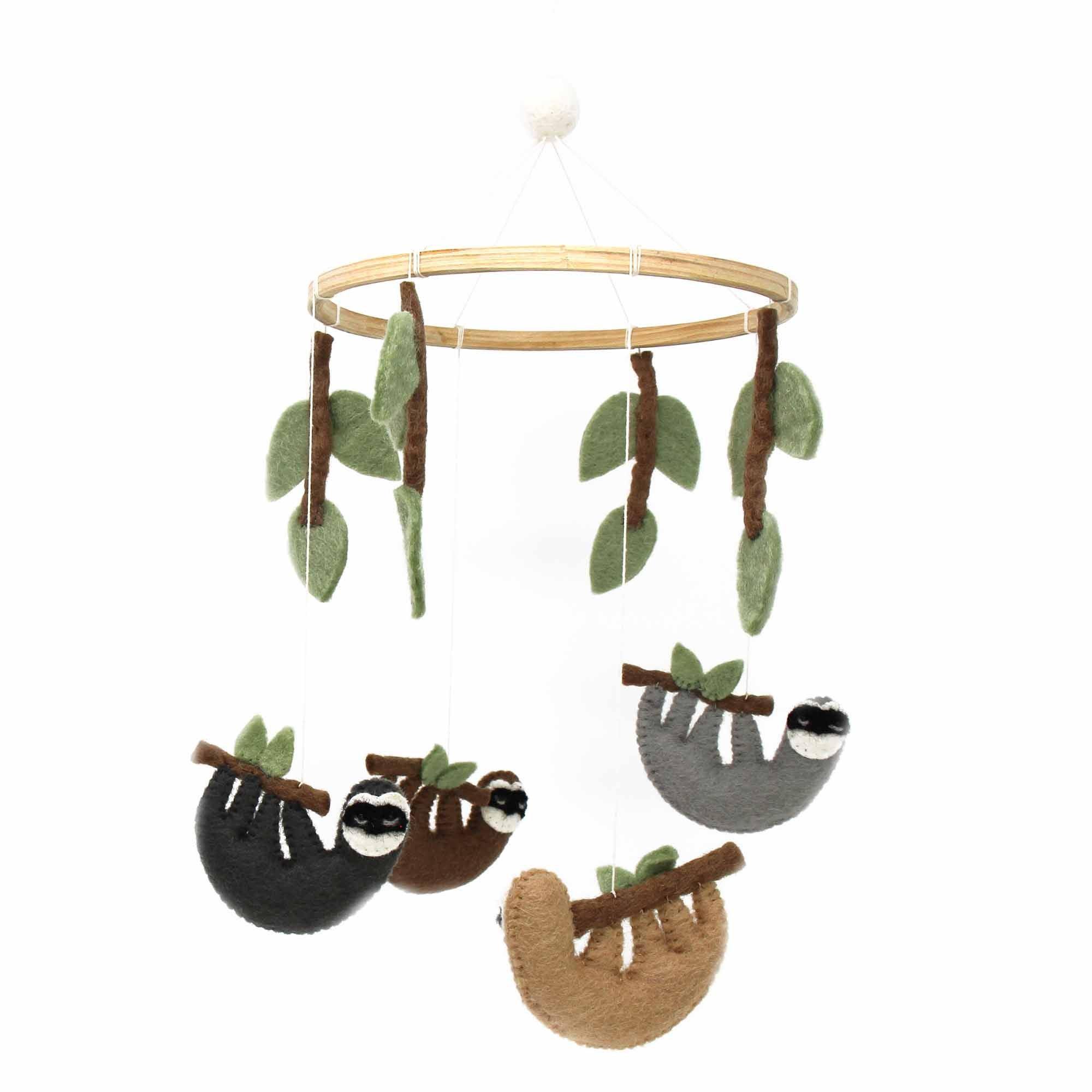 Hand Crafted Felt Sloth Mobile - Global Groove Direct