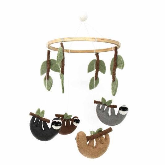 Hand Crafted Felt Sloth Mobile - Global Groove Direct