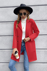 Lapel Collar Long Sleeve Blazer - Trendsi - Flyclothing LLC