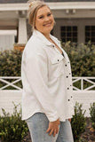 Plus Size Snap Down Dropped Shoulder Jacket - Trendsi - Flyclothing LLC