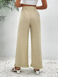 Fringe Detail Wide Leg Pants - Trendsi
