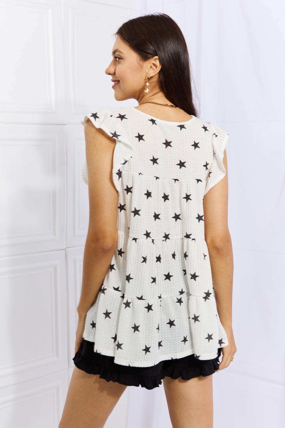 Heimish Shine Bright Full Size Butterfly Sleeve Star Print Top - Trendsi - Flyclothing LLC