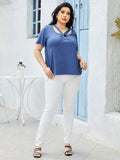 Plus Size Cutout Short Sleeve Top - Trendsi