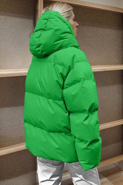 Pocketed Zip Up Hooded Puffer Jacket - Trendsi - Flyclothing LLC