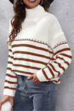Striped Turtleneck Drop Shoulder Sweater - Trendsi - Flyclothing LLC