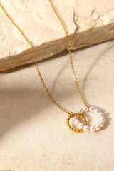 Pearl Hoop Link Pendant Necklace - Trendsi