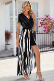 Smocked High-Low Printed Surplice Dress - Trendsi - Flyclothing LLC