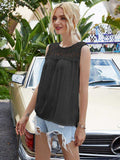 Full Size Spliced Lace Round Neck Tank - Trendsi - Flyclothing LLC