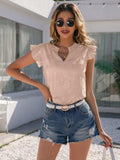 Notched Neck Butterfly Sleeve Blouse - Trendsi - Flyclothing LLC