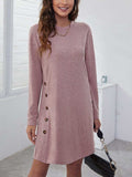 Round Neck Long Sleeve Mini Dress - Trendsi - Flyclothing LLC