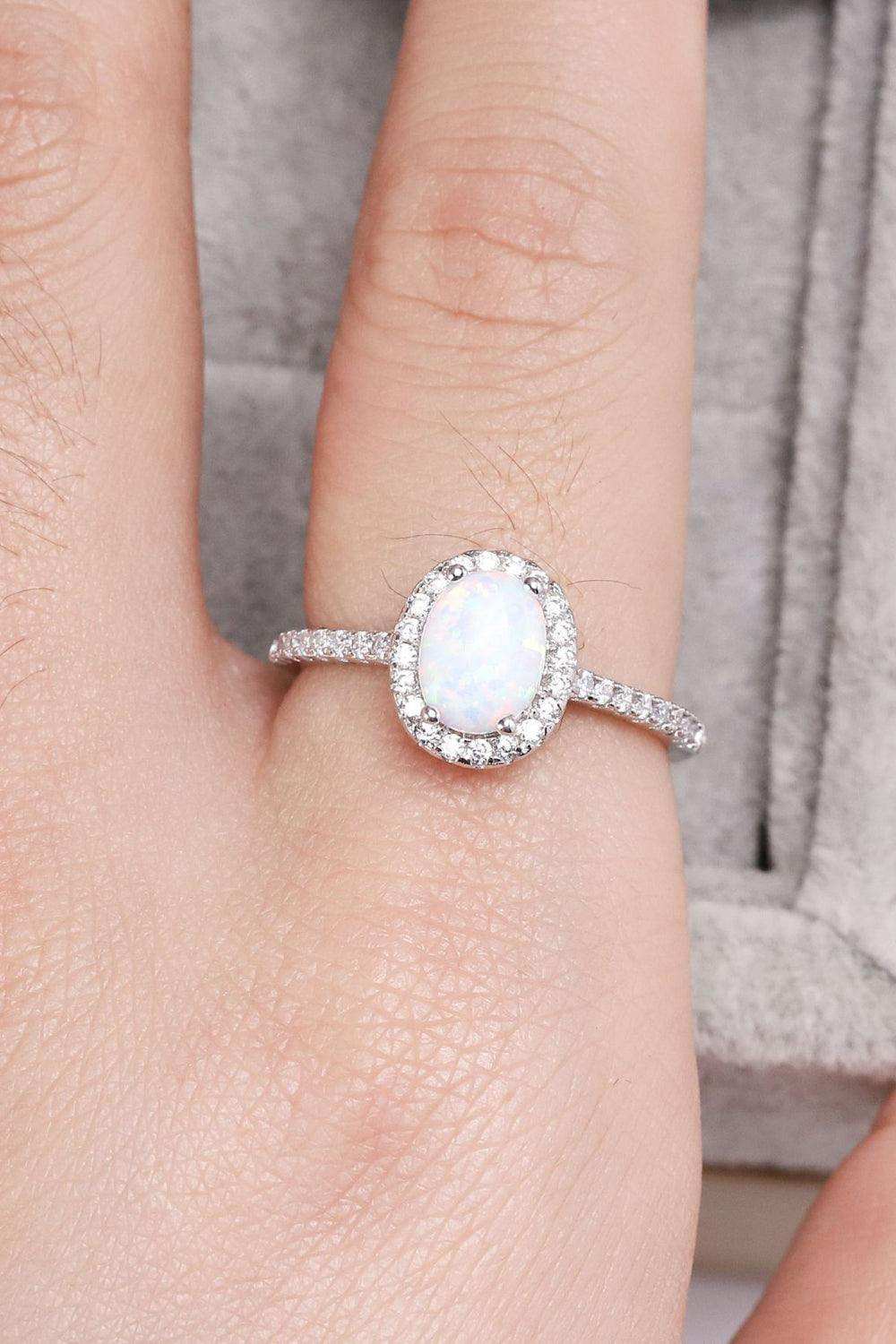 Opal 925 Sterling Silver Halo Ring - Trendsi - Flyclothing LLC