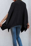 Waffle-Knit Pocketed Cape Sleeve Sweater - Trendsi - Flyclothing LLC