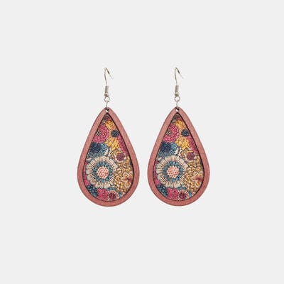 Floral Wood Teardrop Earrings - Trendsi