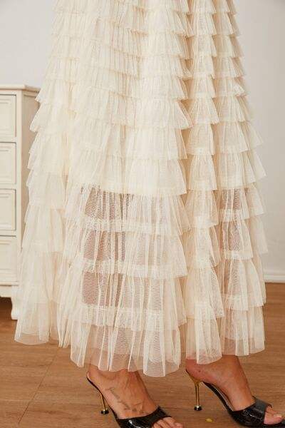 Ruched High Waist Tiered Skirt - Trendsi - Flyclothing LLC
