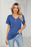 Decorative Button V-Neck Tee - Trendsi - Flyclothing LLC