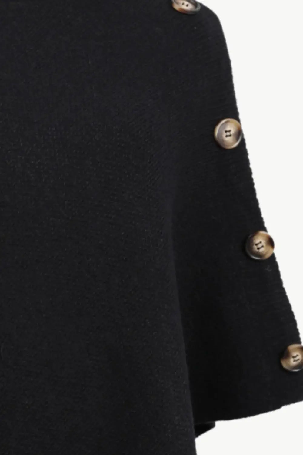 Turtleneck Buttoned Poncho - Trendsi - Flyclothing LLC