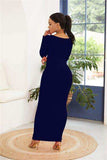 Round Neck Long Sleeve Maxi Wrap Dress - Trendsi - Flyclothing LLC