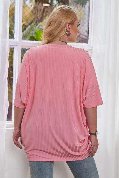 Plus Size Ribbed Cocoon Cover Up - Trendsi - Flyclothing LLC