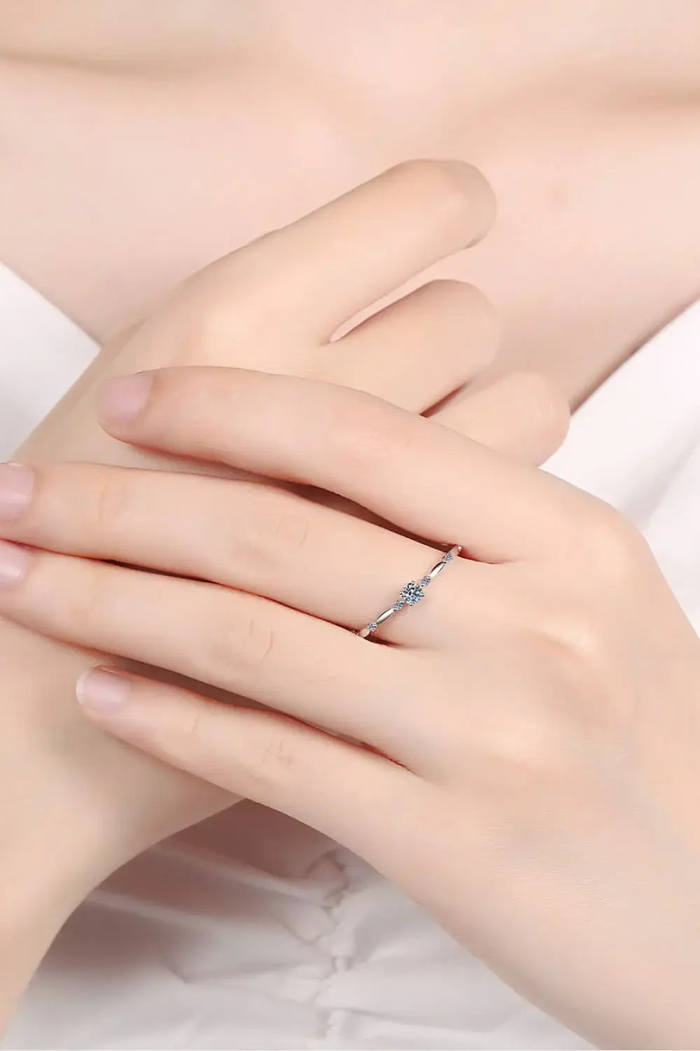Moissanite 925 Sterling Silver Rhodium-Plated Ring - Trendsi - Flyclothing LLC