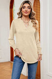 Notched Lantern Sleeve T-Shirt - Trendsi - Flyclothing LLC