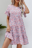 Ditsy Floral Flounce Sleeve Tiered Dress - Trendsi