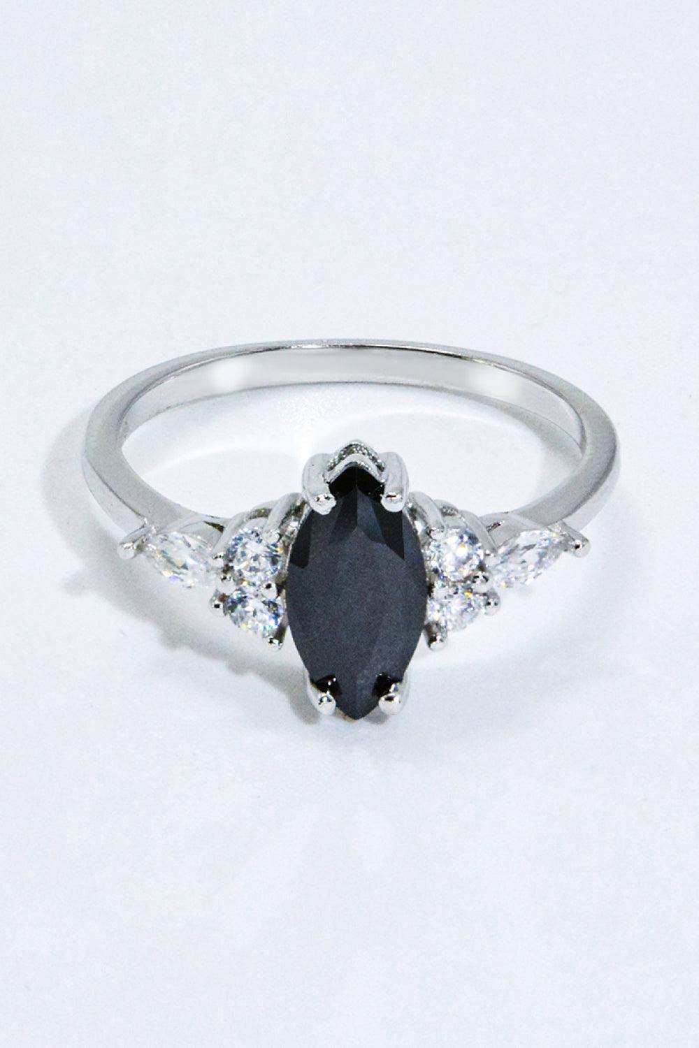 925 Sterling Silver Black Agate Ring - Trendsi - Flyclothing LLC