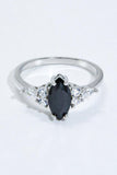 925 Sterling Silver Black Agate Ring - Trendsi
